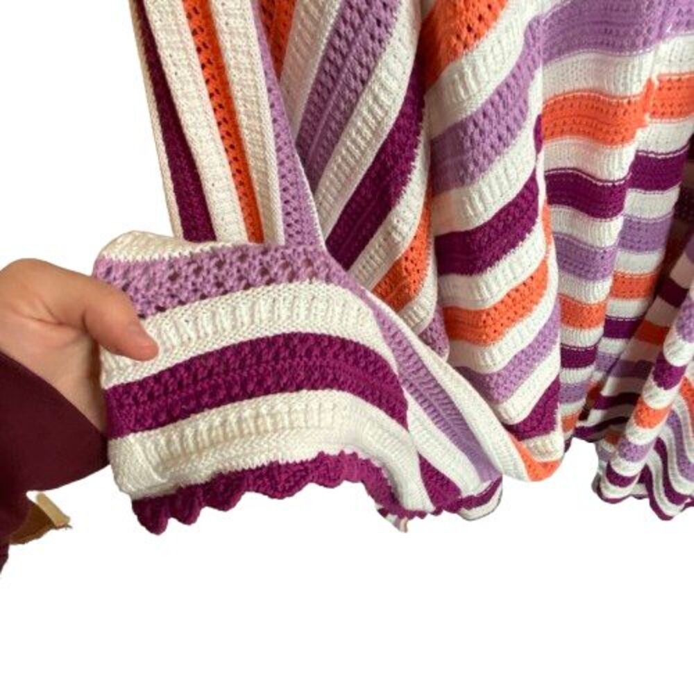 Talbots Purple and Orange Striped Poncho - Picture 6 of 16